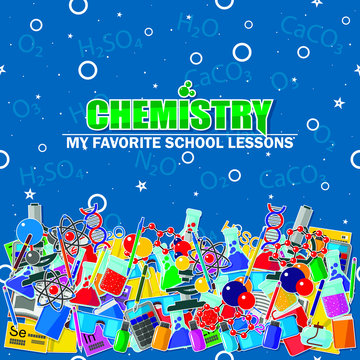 Illustration on the chemistry school theme. All elements are located on different layers and can be easily manipulated.
