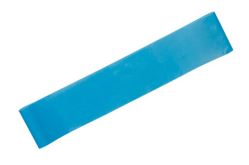 Blue resistance band for fitness sport, isolated on white background