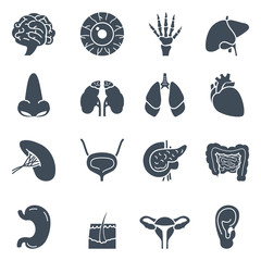 Human organs simple icons set for web and mobile