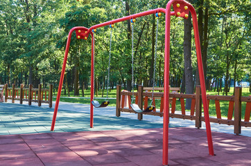 Chain swing for children in the public playground