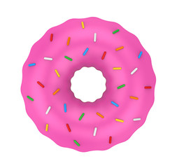 Pink Glazed Donut Isolated