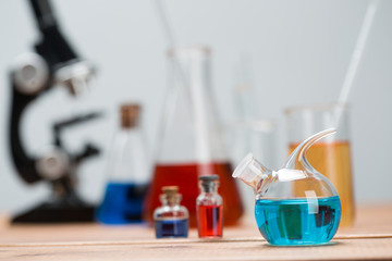 Test tubes on a table