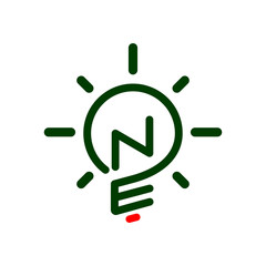 NE Initial Letter with creative bulb Logo vector element. Initial letter bulb Logo Template
