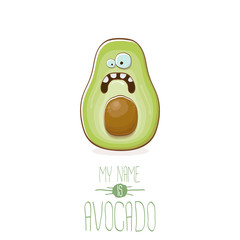 funny cartoon cute green avocado character isolated on white background. My name is avocado vector concept. vector healthy summer fruit character