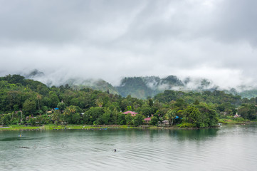 Fototapeta na wymiar View of island Samosir on Lake Toba