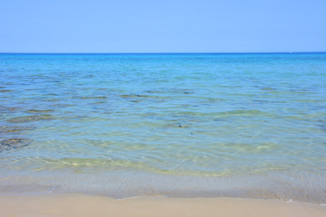 Italy, Otranto, tourist resort with beautiful sandy coastline and clean sea.