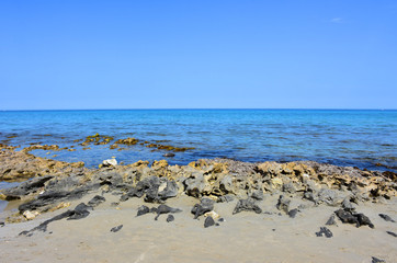 Fototapeta na wymiar Italy, Otranto, tourist resort with beautiful sandy coastline and clean sea.