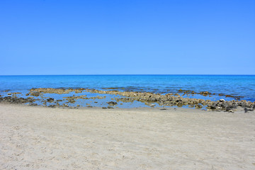 Fototapeta na wymiar Italy, Otranto, tourist resort with beautiful sandy coastline and clean sea.