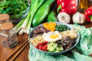 Bibimbap - rice with beef and vegetables