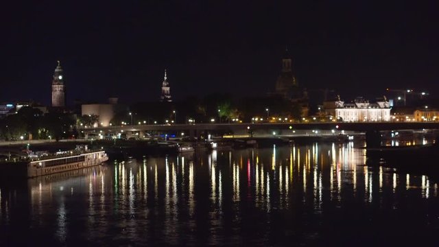 Dresden, Germany circa July, 2018: The historic city center at night