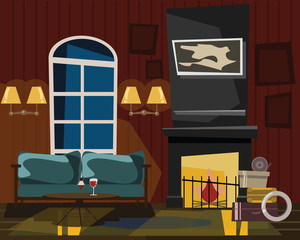 living room interior vector illustration  