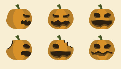 pumpkins set vector illustration  