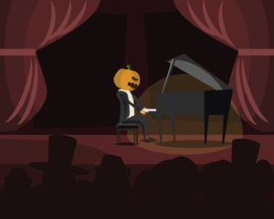 pumkin piano on state vector illustration  