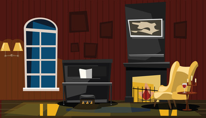 living room interior vector illustration 