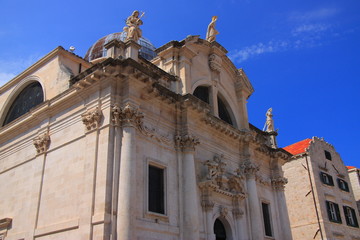 Baroque Church of Saint. Błażej in Dubrovnik on Luža Square. - obrazy, fototapety, plakaty