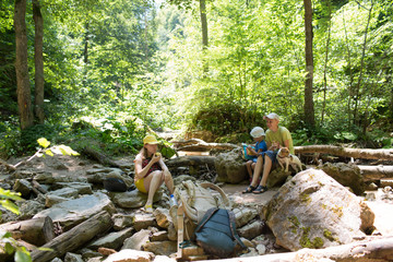 Children at rest in the woods