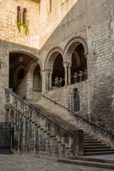 Fototapeta na wymiar Medieval courtyard in Barcelona in Spain - 1