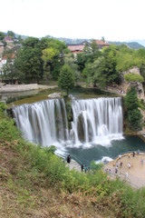Jajce Waterfall in Jajce impressive 21m-high waterfalls form where the Pliva River tumbles abruptly into the Vrbas Rivers.