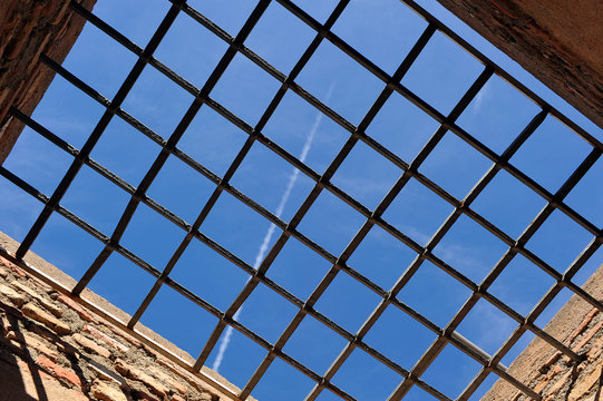 Blue sky from the dungeon, concept of unfreedom