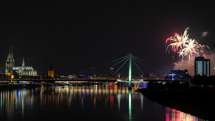 Firework over the rhine river