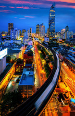 Bangkok city night view from Silom Business center - obrazy, fototapety, plakaty