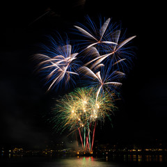 Firework over the rhine river