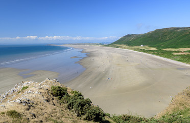 Rhossili Bay, the Gower, Wales, on a sunny summers day.  Rhossili is located on the South Wales coast, and is considered one of the top beaches in the world
