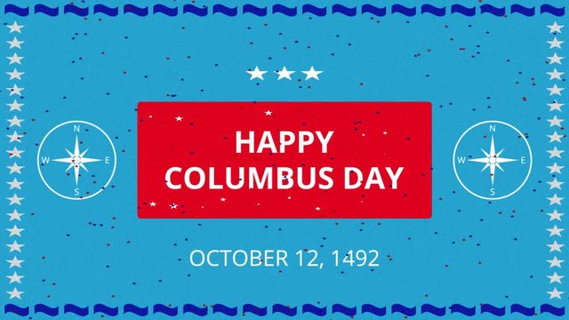 Decorative multicolor video with text Happy Columbus Day (October 12, 1492)