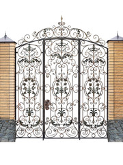 Naklejka premium Forged fence and doors with decor.