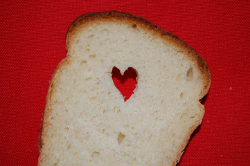 Bread for toast, love heart, appetite, lunch