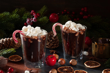 Hot chocolate for cold winter days or christmas and new year celebration