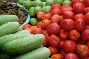 Fresh colorful vegetable selling in the street market