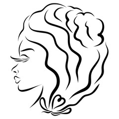 Charming woman with beautiful wavy hair, head