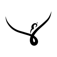 Bird rising, several black smooth lines, flight