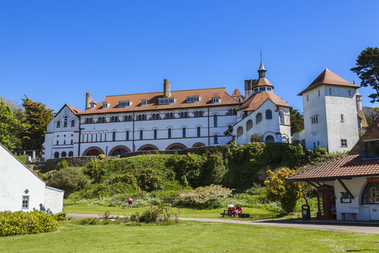 Caldey Abbey Tenby Wales which is occupied by Cistercian monks