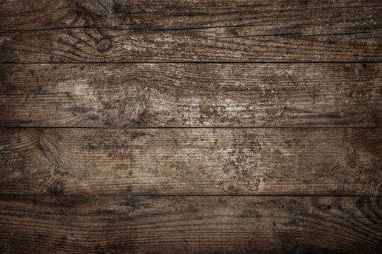 Old natural wooden background or texture. Wood table or floor, top view, flat lay.