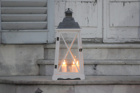 lanterns with lighted candles