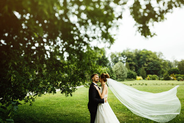 newlyweds bride and groom after wedding ceremony.