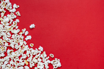 white popcorn on a red