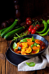 vegetarian ratatouille with fresh vegetables and herbs