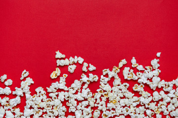 white popcorn on a red