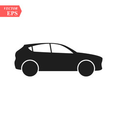 Simple Car Icon Vector. Flat Hatchback symbol. Perfect Black pictogram illustration on white background. eps10
