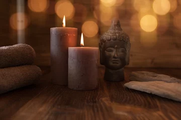 Keuken foto achterwand Beauty spa treatment with head of buddha statue © gudrun