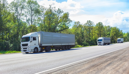 escort of trucks on country