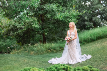 Fototapeta na wymiar beautiful bride in wedding dress