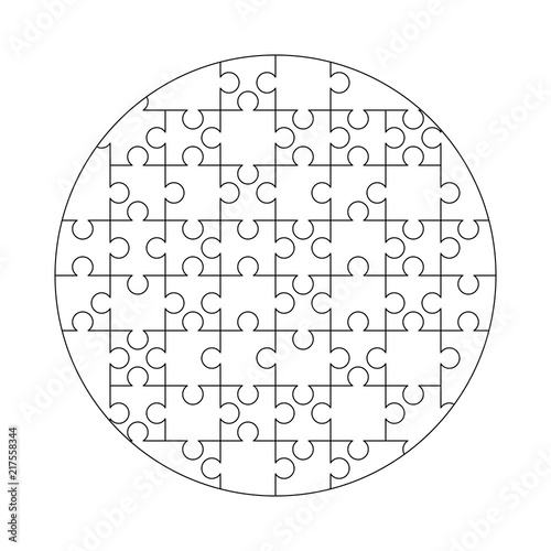 "52 white puzzles pieces arranged in a round shape. Jigsaw Puzzle ...