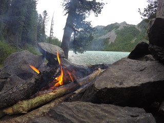  Russia, Altai Republic, mountains, travel, summer, lake, fire,  onfire campfire