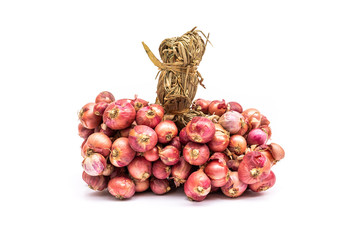 bunch of red onion on white background