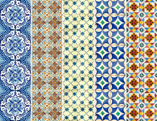 Collection of colorful patterns tiles