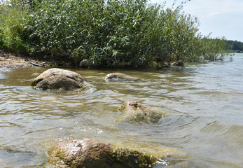 Stones on the shore of the lake